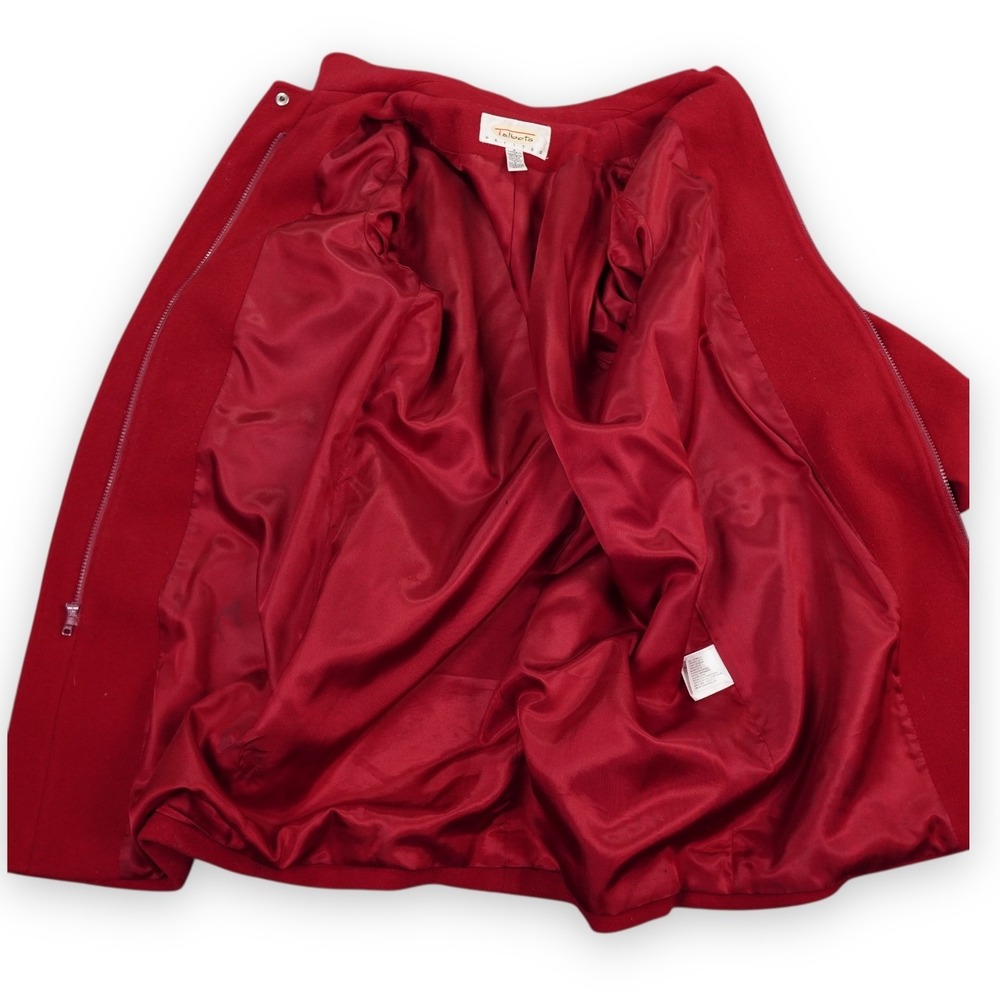 VTG‎ Talbots Wool Toggle Duffel Coat Womens 6 Red Petite Removable Hood Gorpcore - Picture 3 of 16